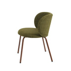 Serena - Chaises - Tissu Chenille - Vert Et Pieds Métal Marron
