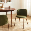 Serena - Chaises - Tissu Chenille - Vert Et Pieds Métal Marron