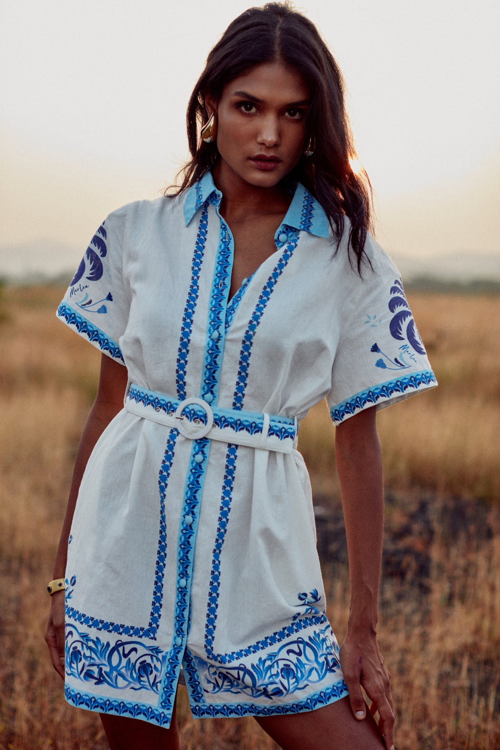 Robe Alina - Blue Palm Tree