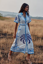 Robe Chiara - Blue Palm Tree