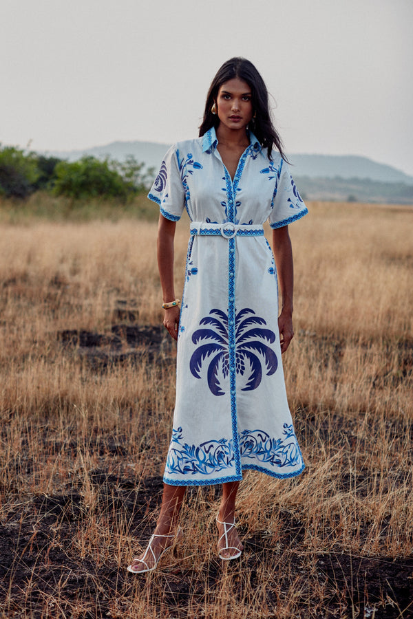 Robe Chiara - Blue Palm Tree