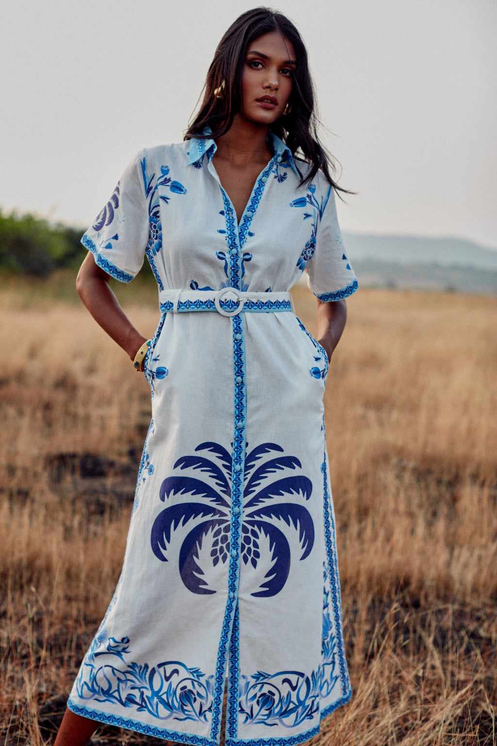 Robe Chiara - Blue Palm Tree