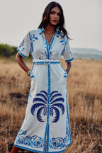 Robe Chiara - Blue Palm Tree