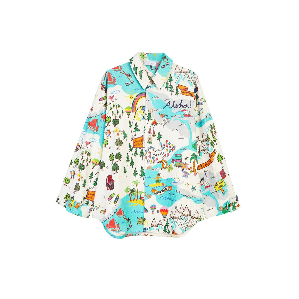Chemise Printed Corduroy Long Sleeve
