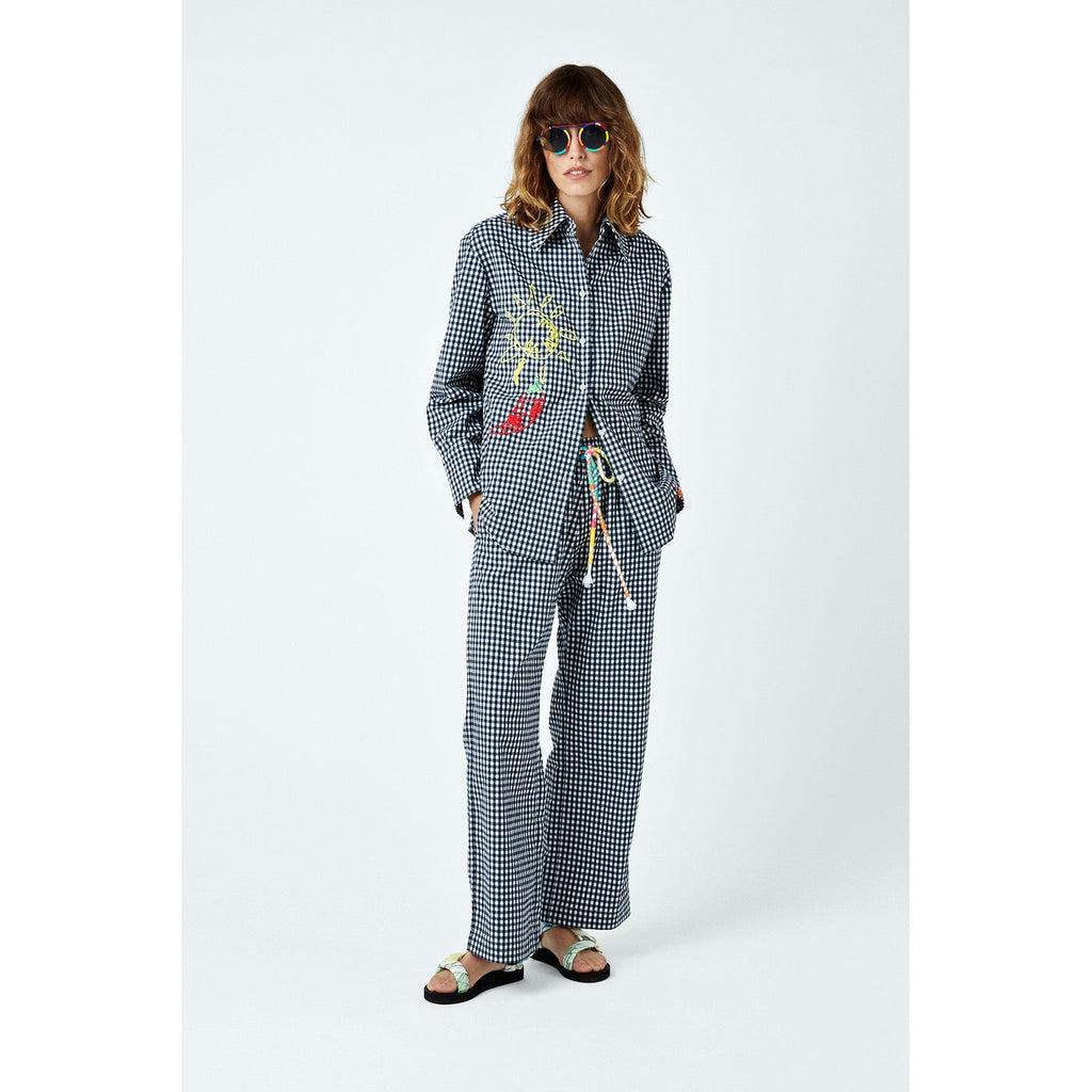 Chemise Embroidered Cotton-Blend Gingham