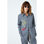 Chemise Embroidered Cotton-Blend Gingham