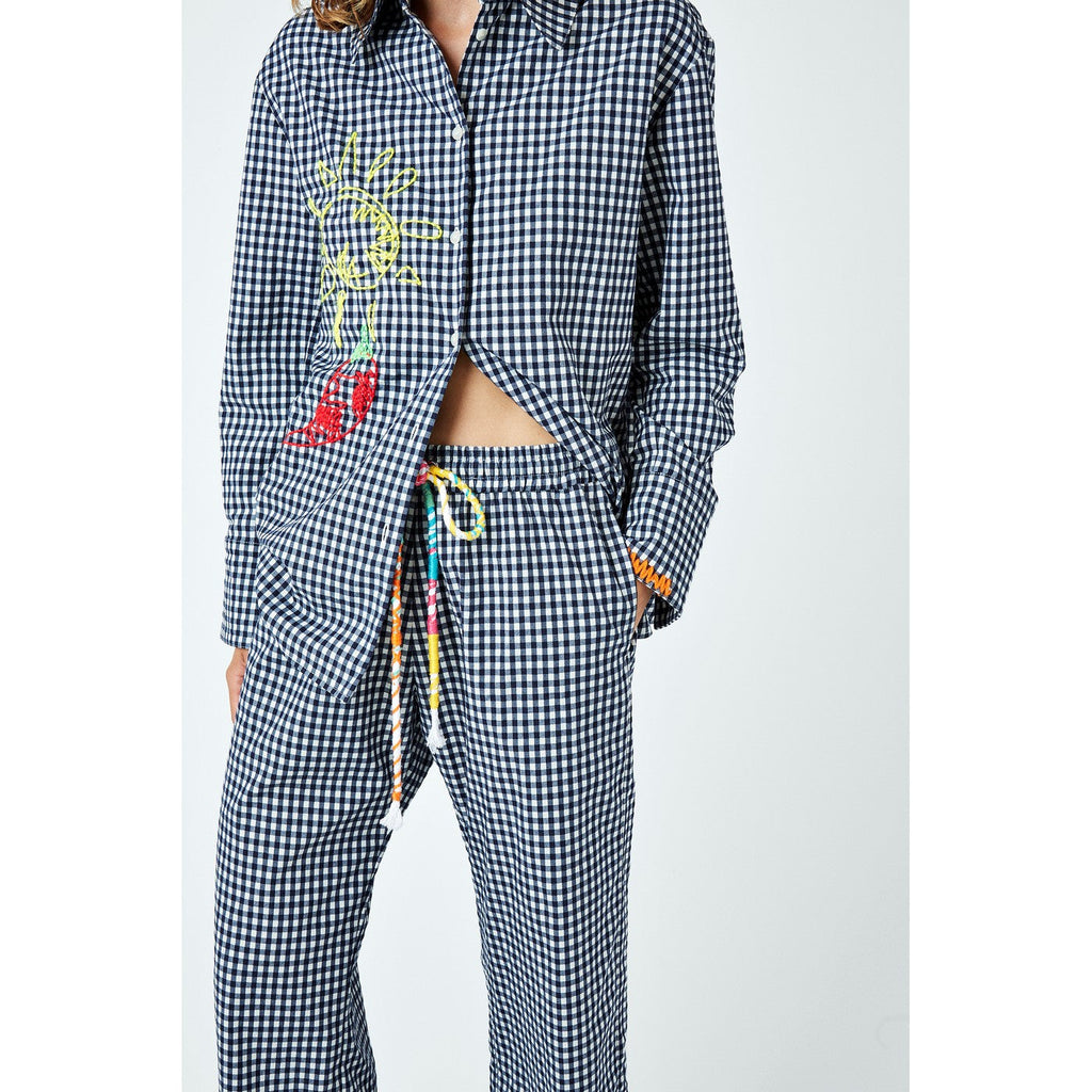 Chemise Embroidered Cotton-Blend Gingham