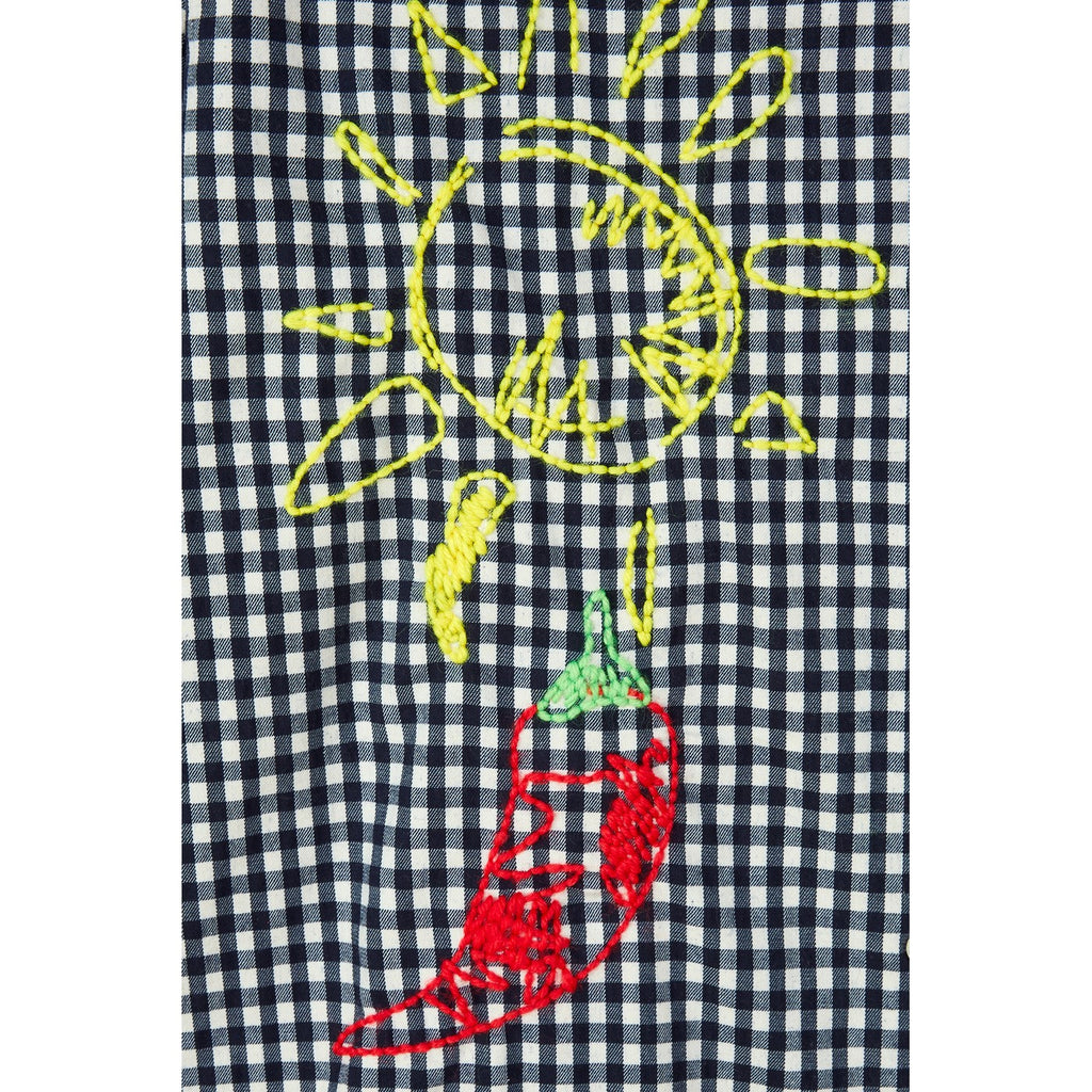 Chemise Embroidered Cotton-Blend Gingham