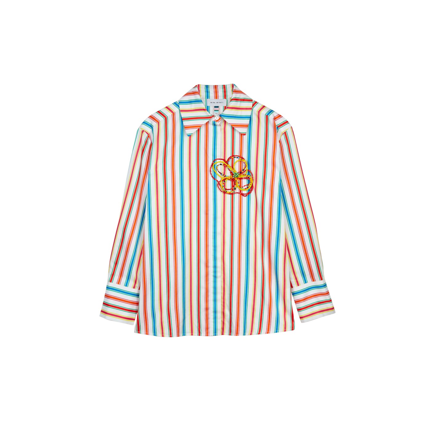 Chemise Flower Brooch And Striped Cotton-Sateen Co-Ord