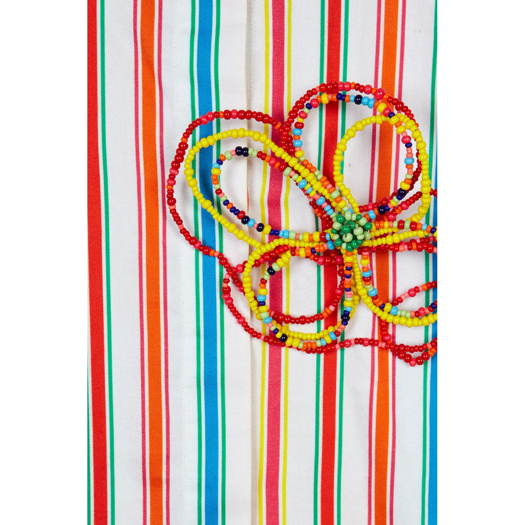 Chemise Flower Brooch And Striped Cotton-Sateen Co-Ord