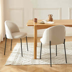 Lot De 2 Chaises Abby - Tissu Beige Pieds En Métal Noir