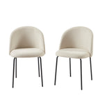 Lot De 2 Chaises Abby - Tissu Beige Pieds En Métal Noir