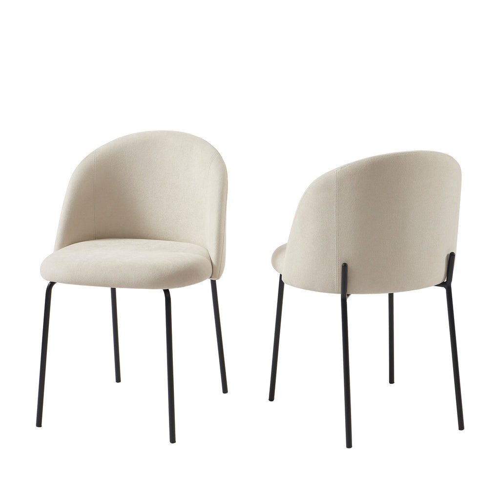 Lot De 2 Chaises Abby - Tissu Beige Pieds En Métal Noir