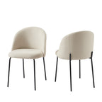 Lot De 2 Chaises Abby - Tissu Beige Pieds En Métal Noir