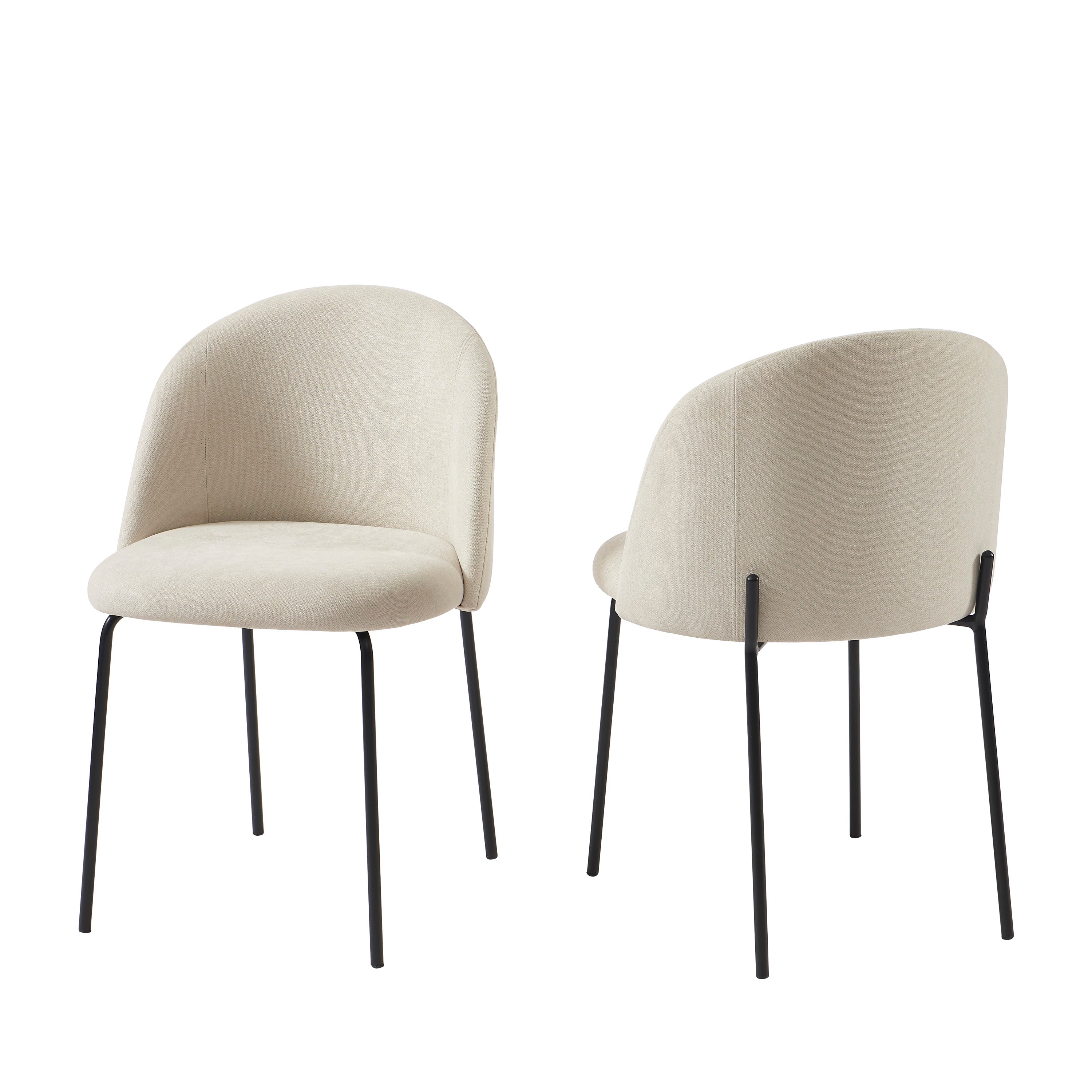 Lot De 2 Chaises Abby - Tissu Beige Pieds En Métal Noir