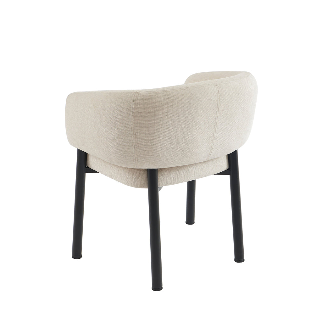 Abelia - Chaises - Velours Tramé - Beige Et Pieds Métal Noir