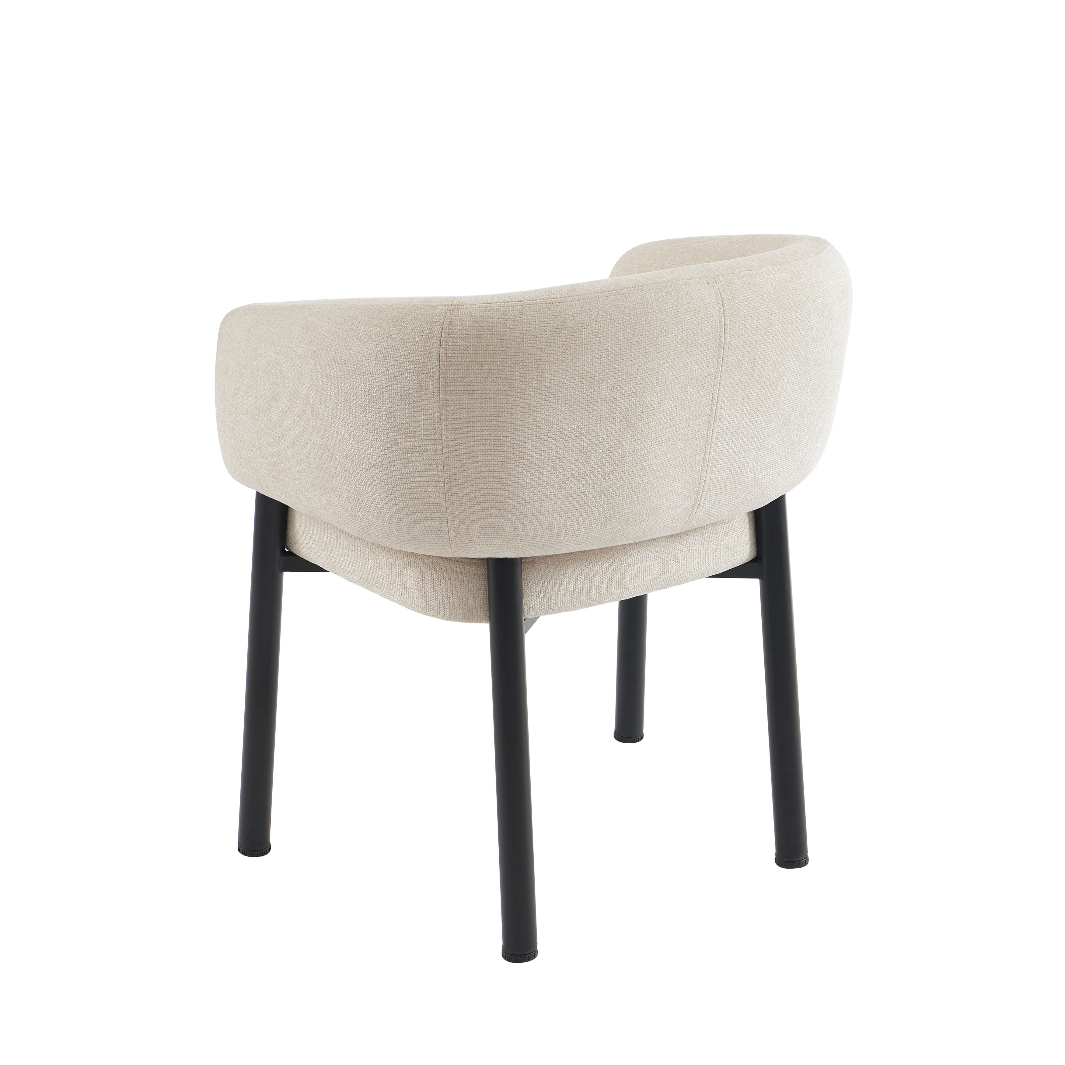 Abelia - Chaises - Velours Tramé - Beige Et Pieds Métal Noir