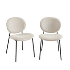 Lot De 2 Chaises Betty - Bouclette Beige Et Pieds Métal Noir