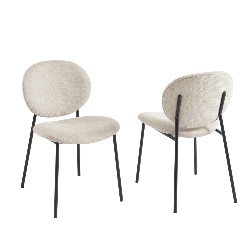 Lot De 2 Chaises Betty - Bouclette Beige Et Pieds Métal Noir