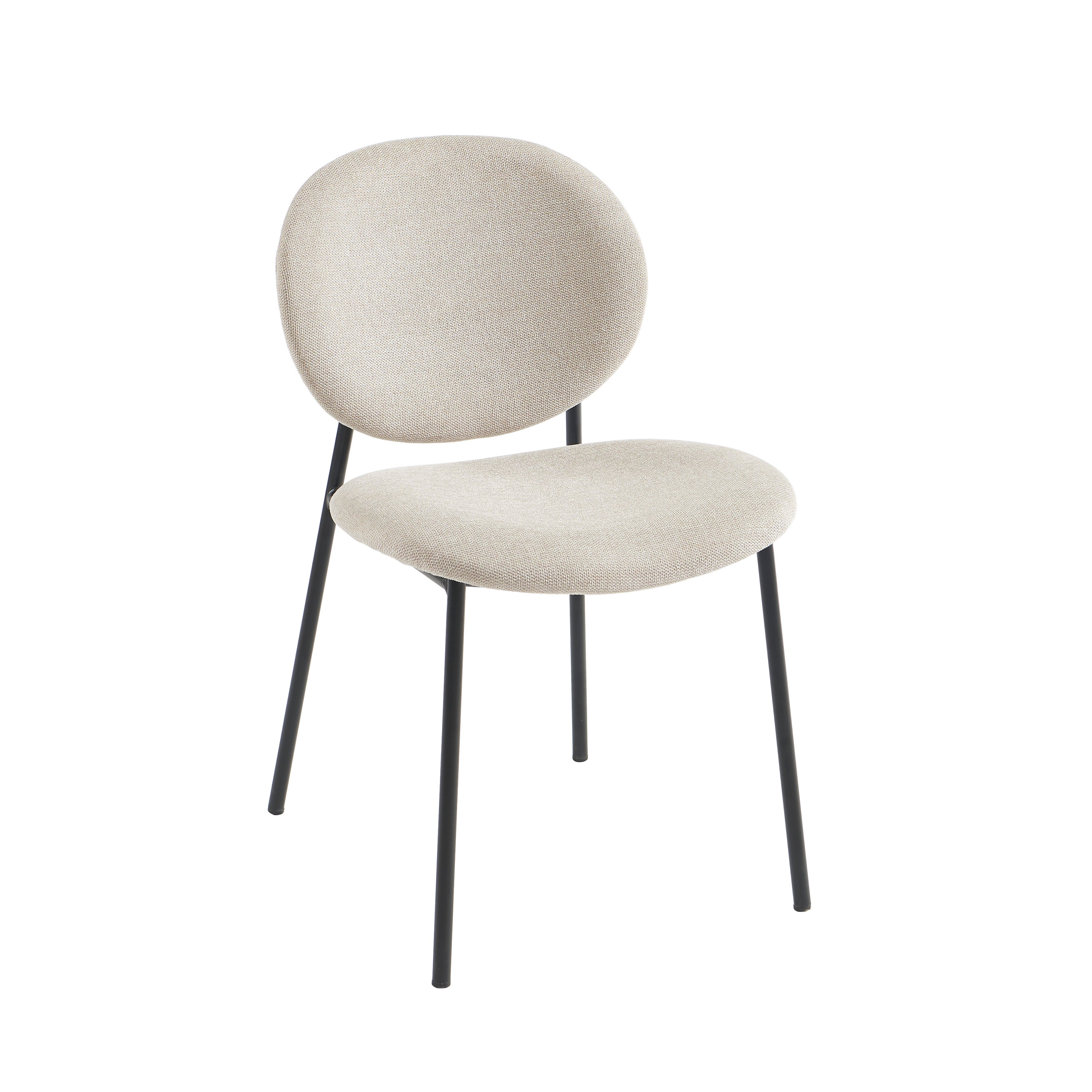 Lot De 2 Chaises Betty - Bouclette Beige Et Pieds Métal Noir