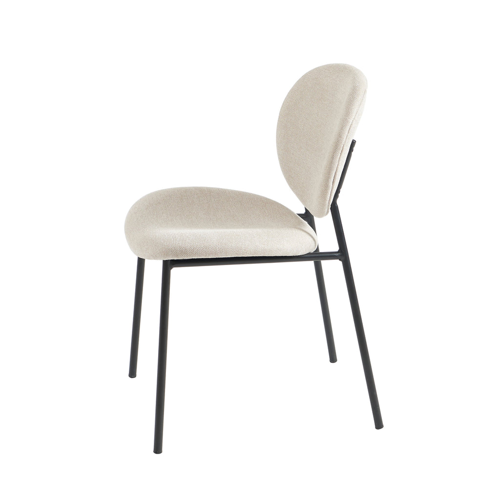 Lot De 2 Chaises Betty - Bouclette Beige Et Pieds Métal Noir