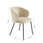 Cassie - Chaises - Tissu Chenille - Beige Et Pieds Métal Noir