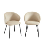 Cassie - Chaises - Tissu Chenille - Beige Et Pieds Métal Noir