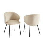 Cassie - Chaises - Tissu Chenille - Beige Et Pieds Métal Noir