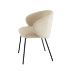 Cassie - Chaises - Tissu Chenille - Beige Et Pieds Métal Noir