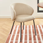 Cassie - Chaises - Tissu Chenille - Beige Et Pieds Métal Noir
