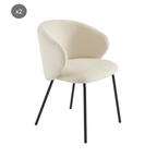 Cassie - Chaises - Tissu Chenille - Écru Et Pieds Métal Noir