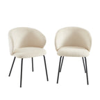 Cassie - Chaises - Tissu Chenille - Écru Et Pieds Métal Noir