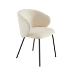 Cassie - Chaises - Tissu Chenille - Écru Et Pieds Métal Noir