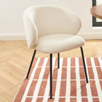 Cassie - Chaises - Tissu Chenille - Écru Et Pieds Métal Noir