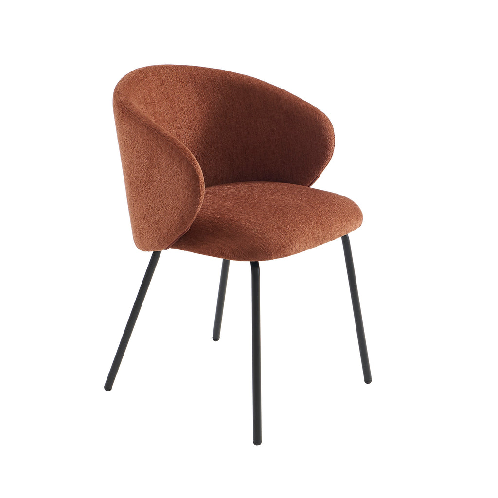 Cassie - Chaises - Tissu Chenille - Terracotta Et Pieds Métal Noir