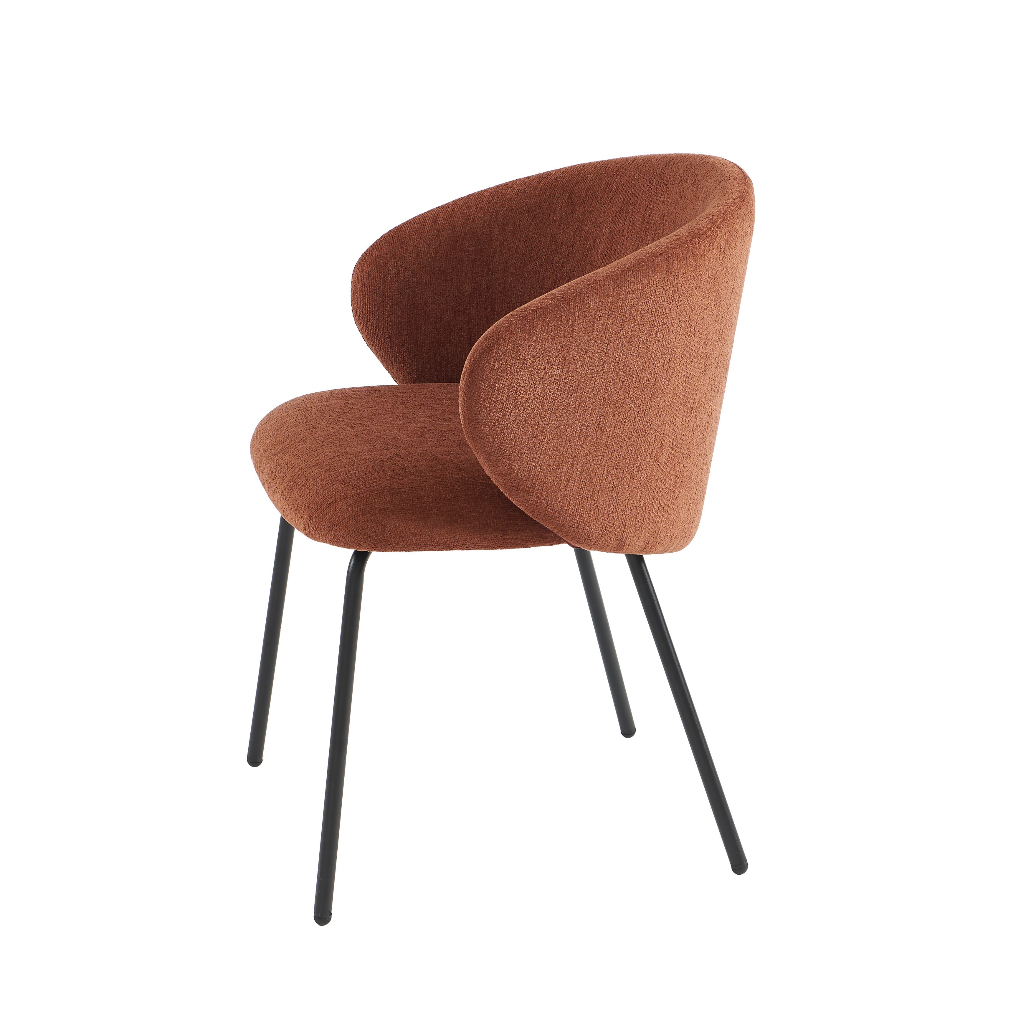 Cassie - Chaises - Tissu Chenille - Terracotta Et Pieds Métal Noir