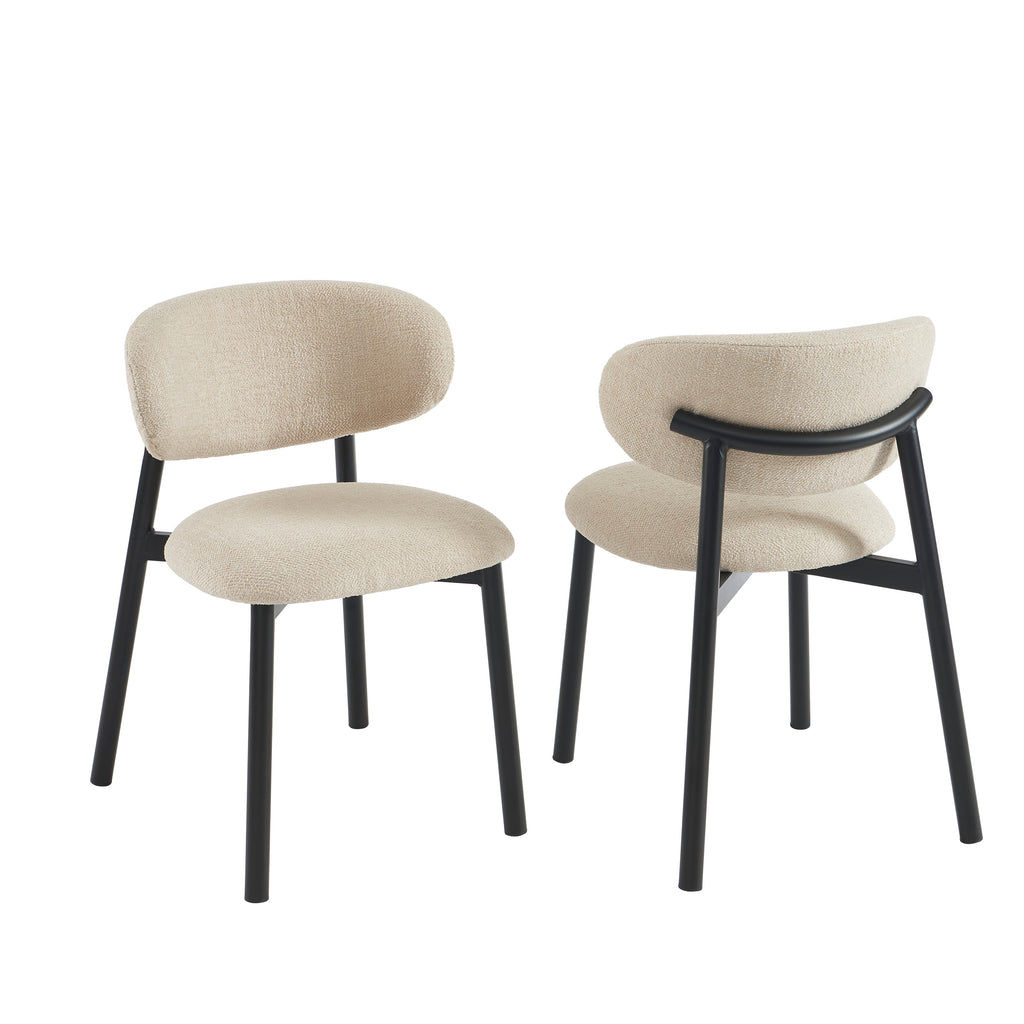 Ciara - Chaises - Bouclette - Beige Et Pieds Métal Noir