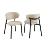 Ciara - Chaises - Bouclette - Beige Et Pieds Métal Noir