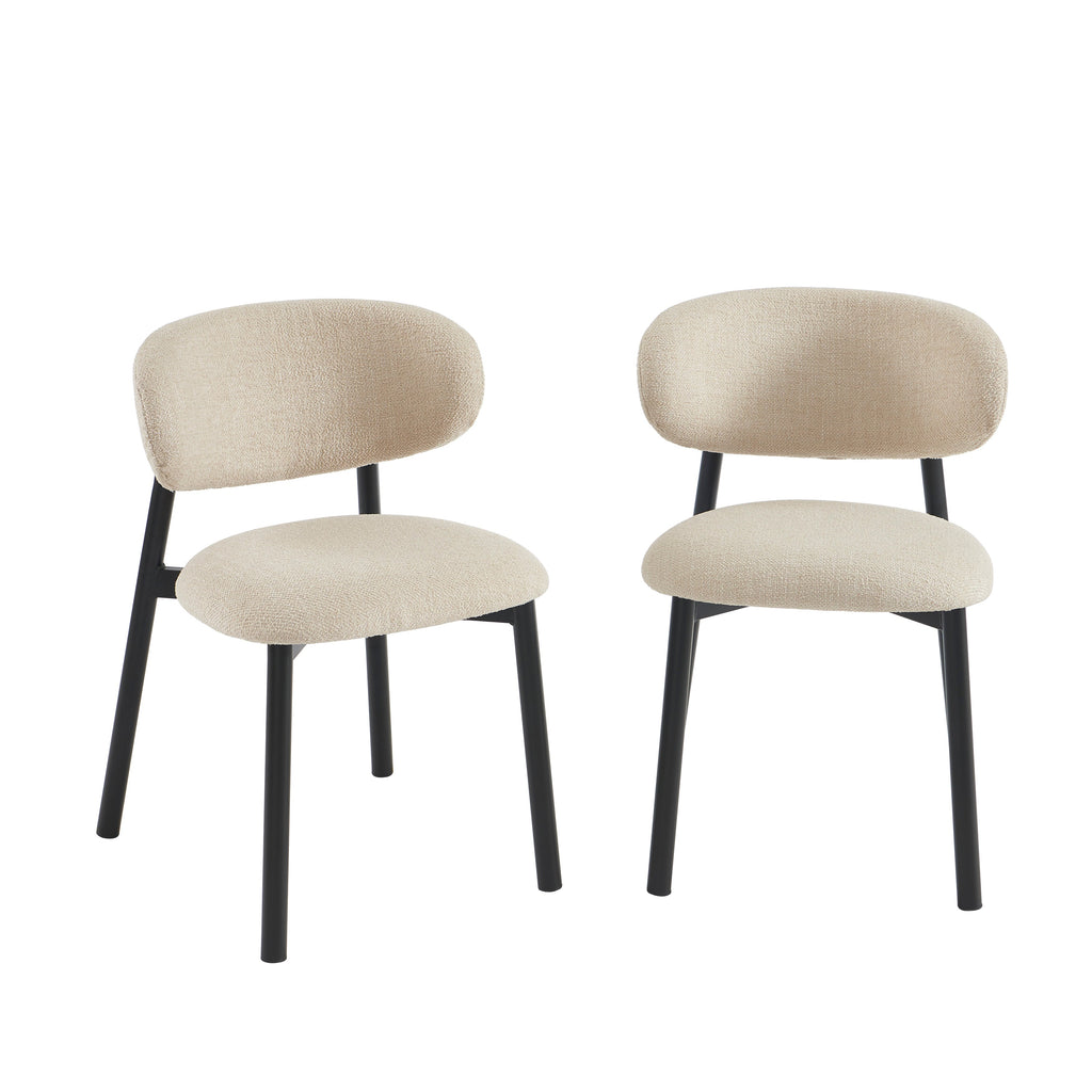 Ciara - Chaises - Bouclette - Beige Et Pieds Métal Noir