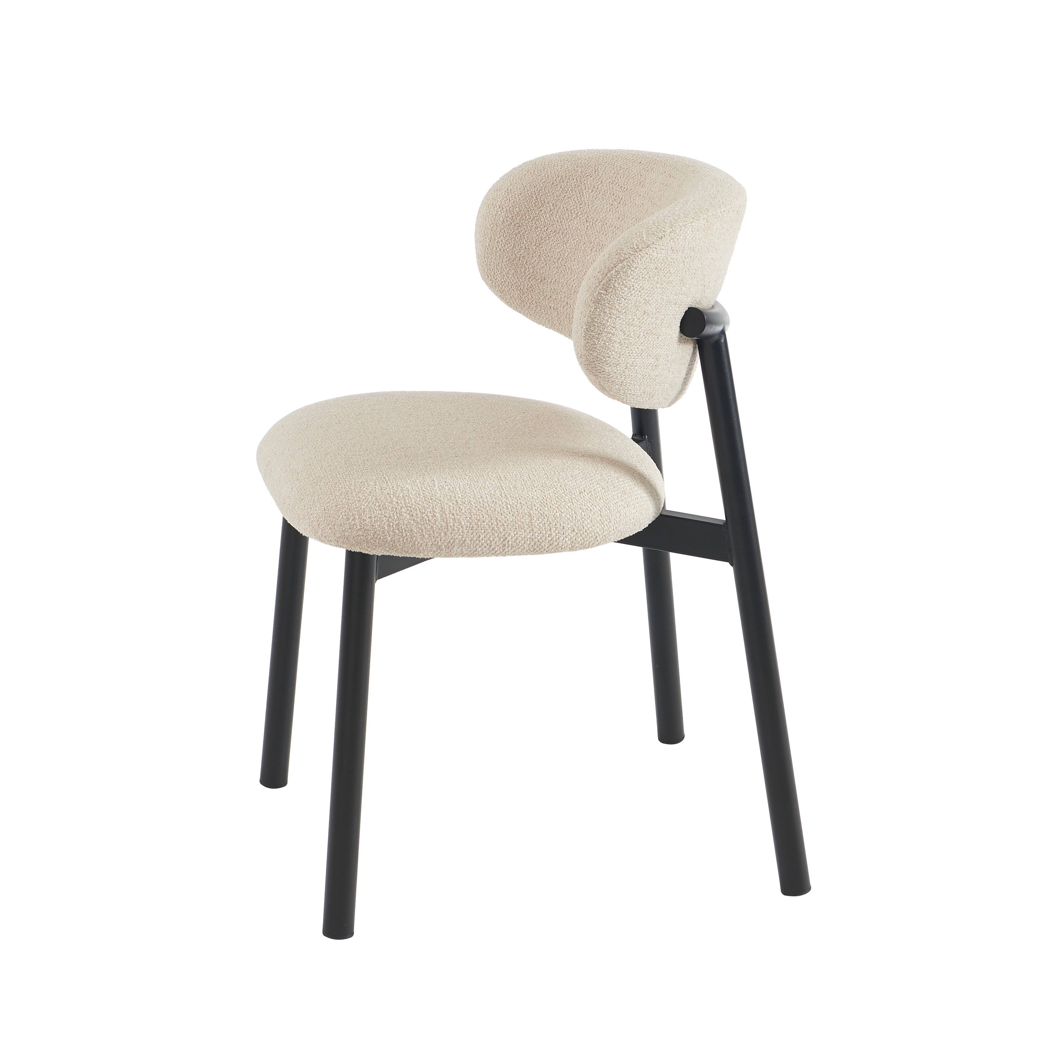 Ciara - Chaises - Bouclette - Beige Et Pieds Métal Noir
