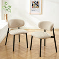 Ciara - Chaises - Bouclette - Beige Et Pieds Métal Noir