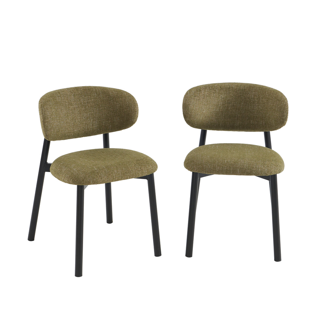 Ciara - Chaises - Bouclette - Kaki Et Pieds Métal Noir