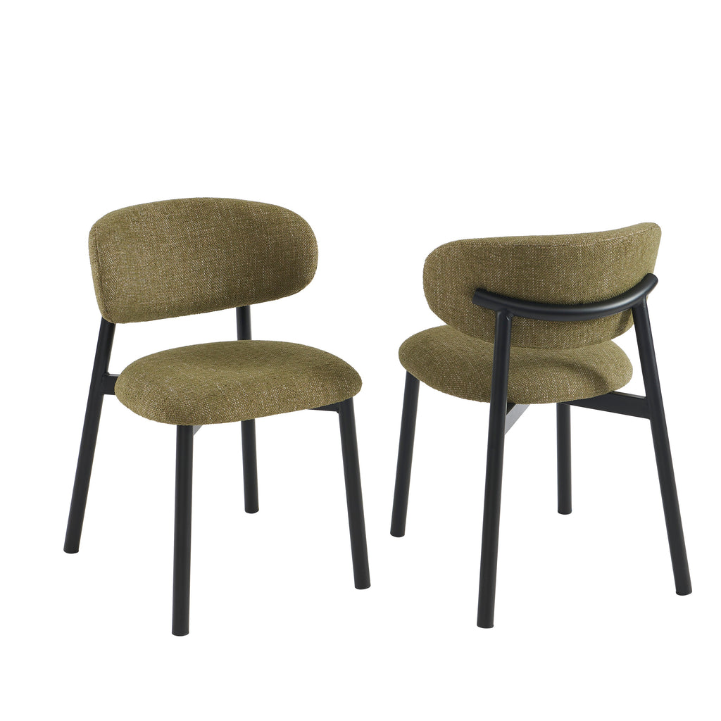 Ciara - Chaises - Bouclette - Kaki Et Pieds Métal Noir