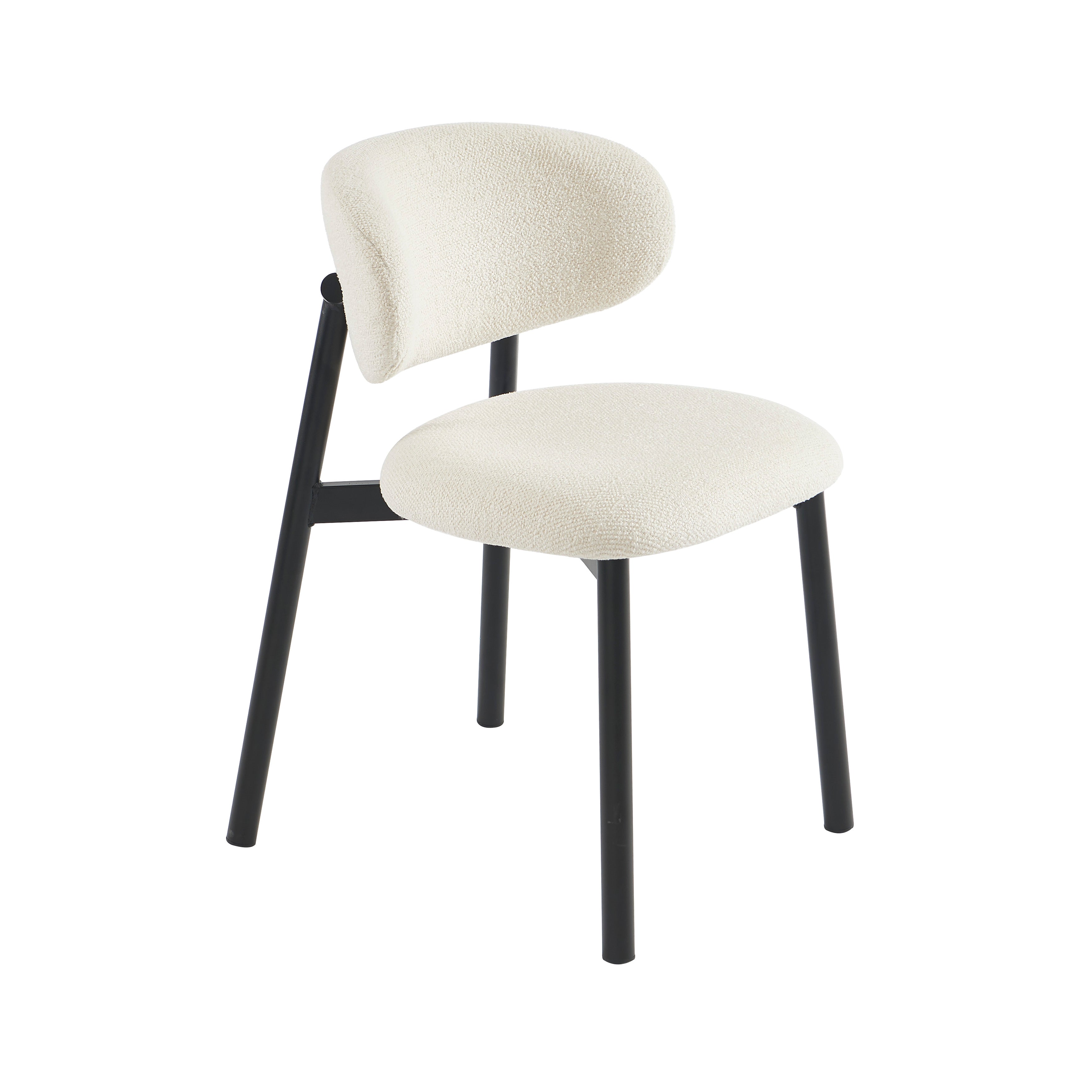 Ciara - Chaises - Bouclette Écrue Et Pieds Métal - Noir