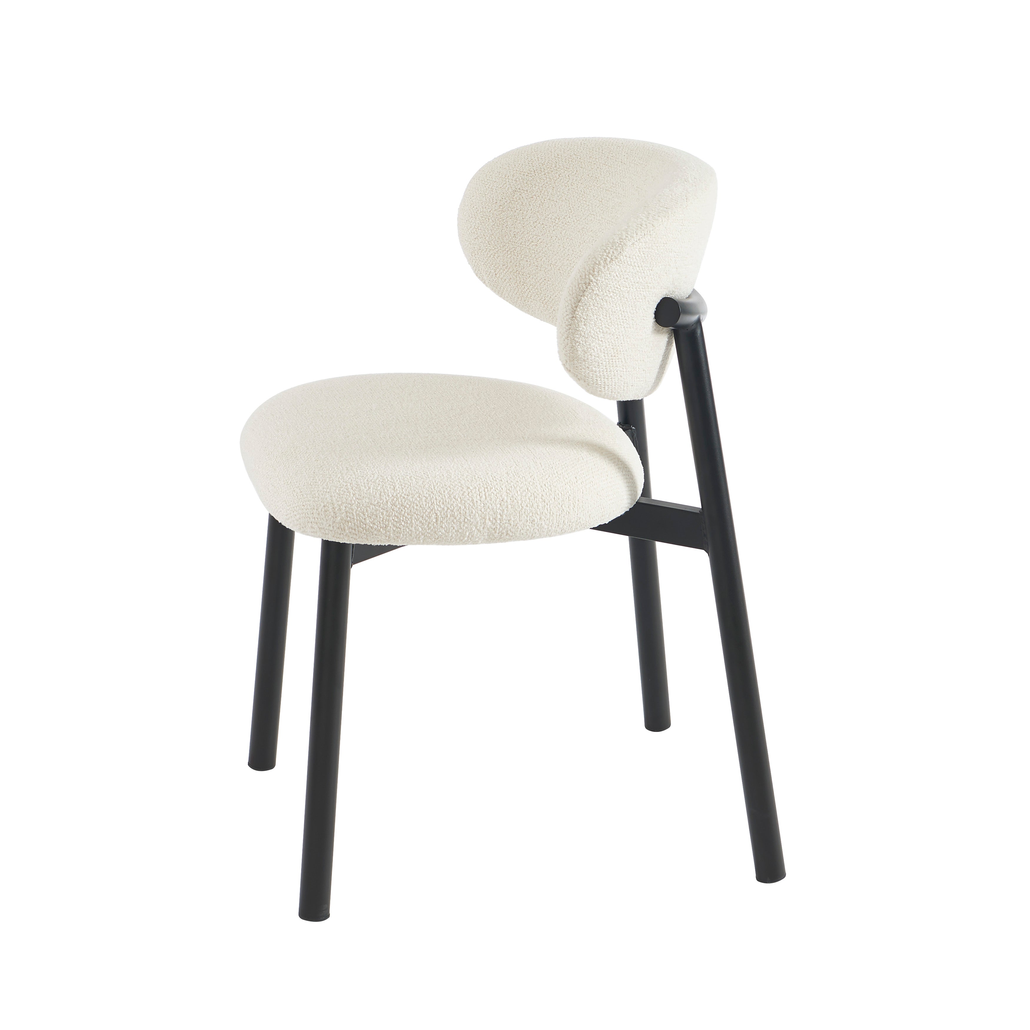 Ciara - Chaises - Bouclette Écrue Et Pieds Métal - Noir