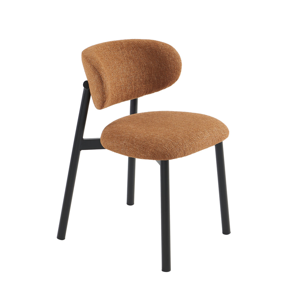 Ciara - Chaises - Bouclette - Terracotta Et Pieds Métal Noir