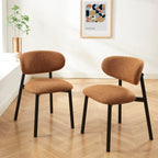 Ciara - Chaises - Bouclette - Terracotta Et Pieds Métal Noir