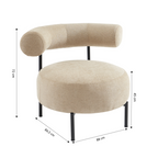Farel - Chaises - Tissu Chenille - Beige Et Pieds Métal Noir