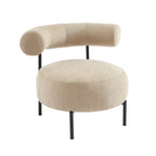 Farel - Chaises - Tissu Chenille - Beige Et Pieds Métal Noir