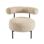 Farel - Chaises - Tissu Chenille - Beige Et Pieds Métal Noir